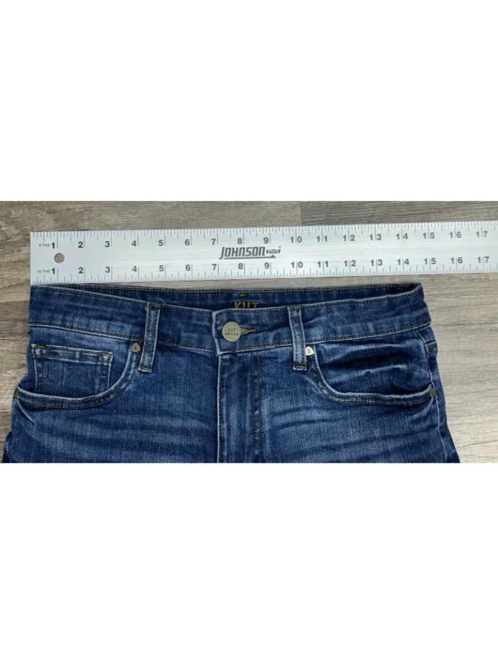KUT from the Kloth Jane High Rise denim Jean shorts Women's Sz 6 Blue Dark Wash - Picture 4 of 8